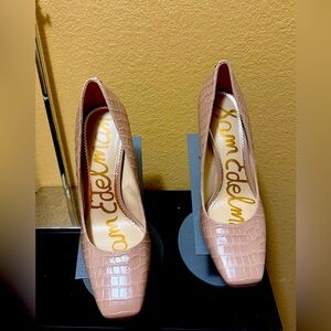 Sam Edelman Beth Croc Leather Pumps in Maple Sugar Size 8.5 NIB 4 in heel